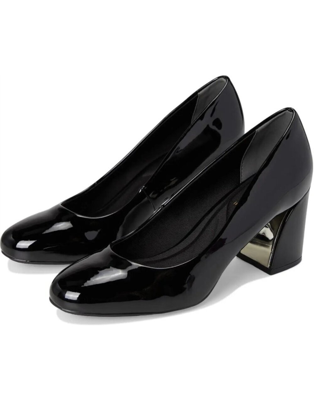 NWT New Anne Klein Graham Block Heeled Black Patent Pump Shoes Size 7